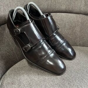 Mezlan monk straps leather loafers size 7